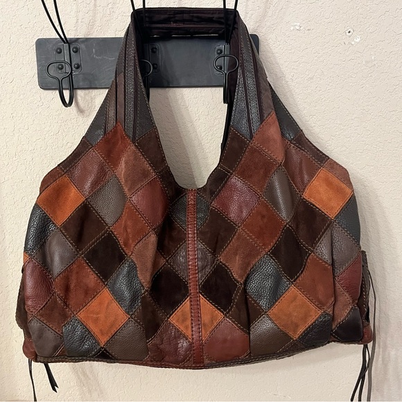 RARE Vintage Patchwork Leather Hobo Y2K Bag - Picture 2 of 12